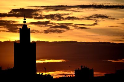 Silhouette buildings against sky during sunset
