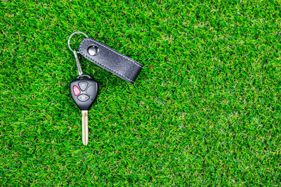 High angle view of ball on field