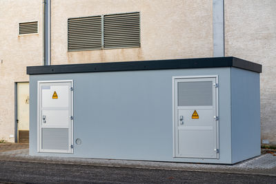 Closed door of building