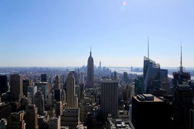 View of cityscape against clear sky