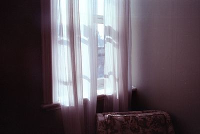 Close-up of curtained window