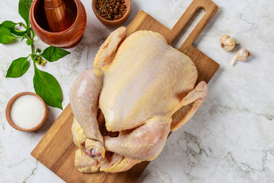 High angle view of food on table