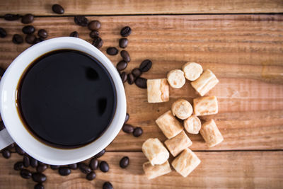 High angle view of coffee on table