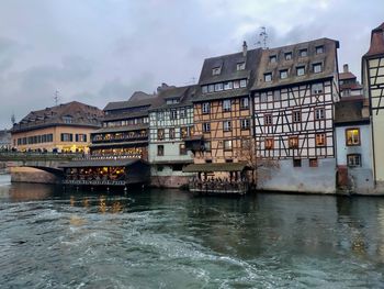 Bridge over river in city in strasbourg 