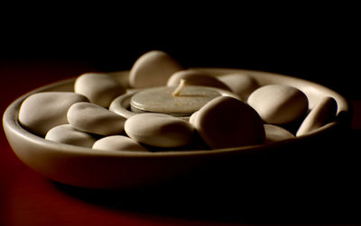 Close-up of eggs in bowl on table