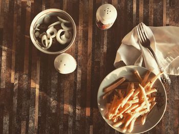 High angle view of coffee on table