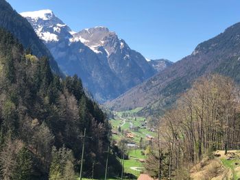 Scenic view of mountains against clear sky