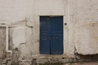 Closed door of building