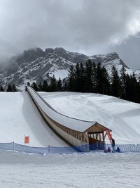 Ski lift under snow