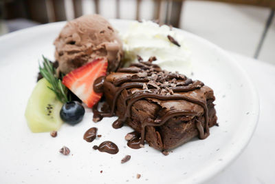 Close-up of dessert served in plate