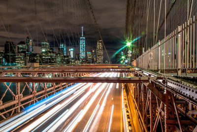 Light trails on city street at night