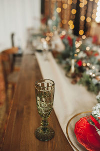 Illuminated christmas tree on table