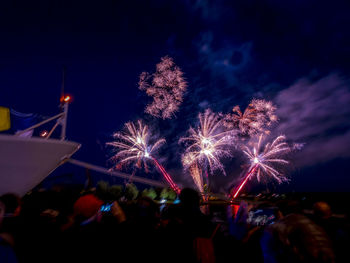 Firework display at night