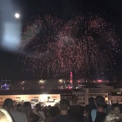 Firework display at night