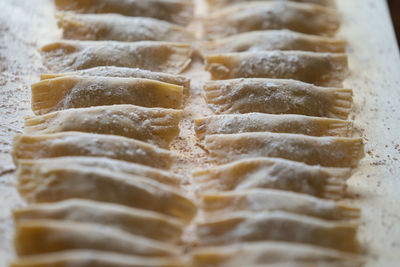 High angle view of bread on table