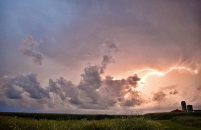 Scenic view of field against sky during sunset