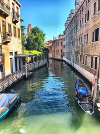 Canal amidst buildings against sky
