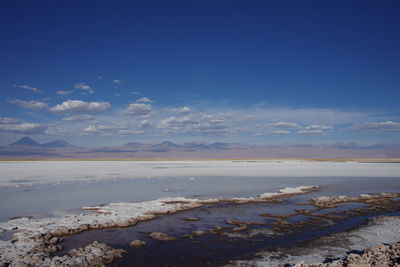 Scenic view of sea against blue sky