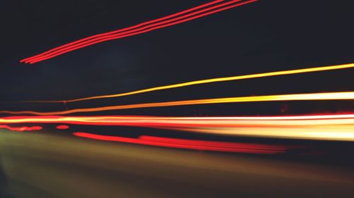 Close-up of light trails at night