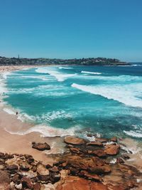 Scenic view of sea against clear sky