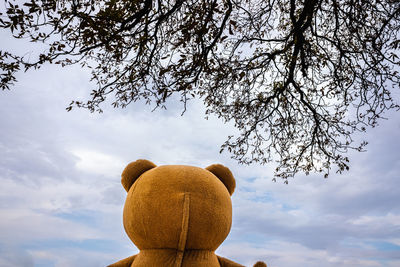 Low angle view of statue against sky