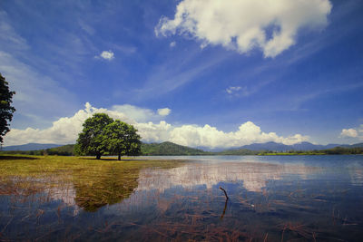 Scenic view of lake against sky