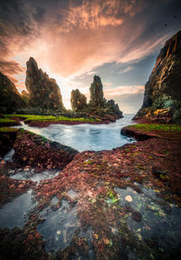 Scenic view of sea against sky during sunset
