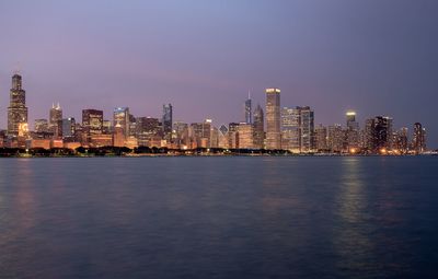 Illuminated cityscape at night
