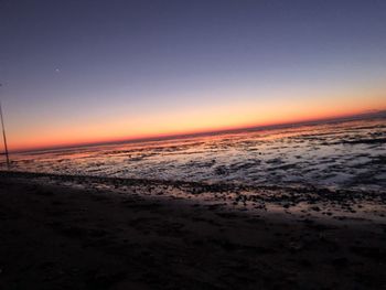 Scenic view of sea against sky at sunset