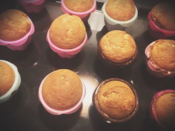 High angle view of colorful objects on table
