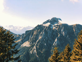 Scenic view of mountains against clear sky