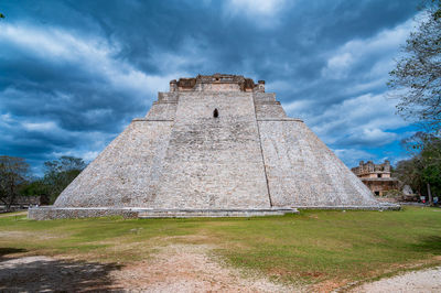 Low angle view of old ruins against sky