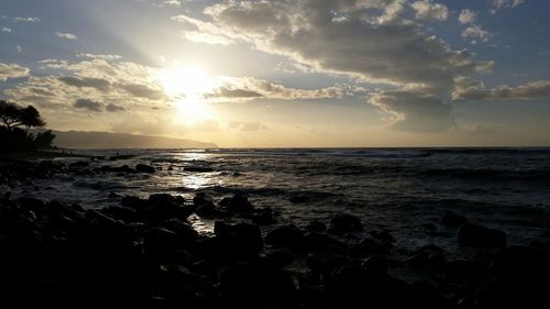 Scenic view of sea during sunset