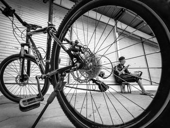 Bicycles on street in city