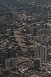 High angle view of buildings in city