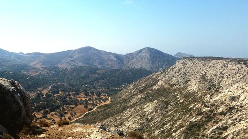 Scenic view of mountains against clear sky