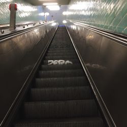 High angle view of escalator