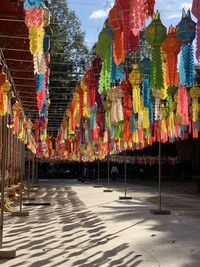 Illuminated lanterns hanging at temple