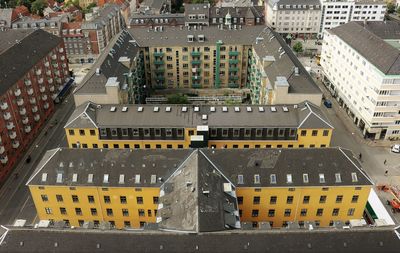 High angle view of copenhagen's cityscape