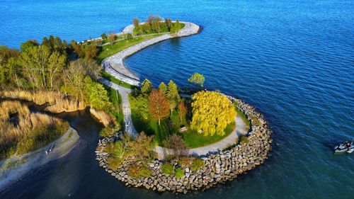 High angle view of sea