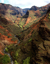 High angle view of mountain range