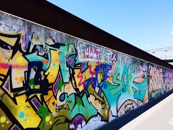 Low angle view of graffiti on wall