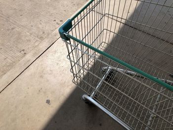High angle view of shooping cart on footpath