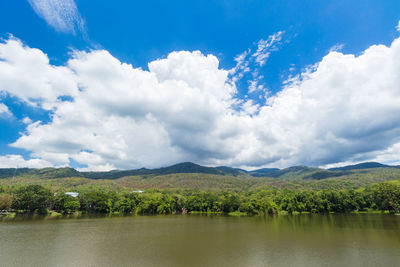 Scenic view of lake against sky