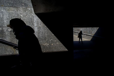 Silhouette of woman in sunlight