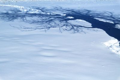 Scenic view of frozen landscape against sky