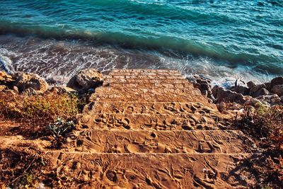 High angle view of beach