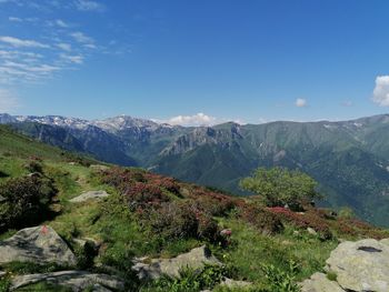 Scenic view of mountains against sky