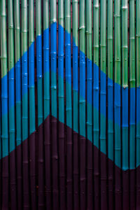 Full frame shot of multi colored metal fence