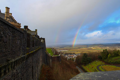 View of rainbow over building